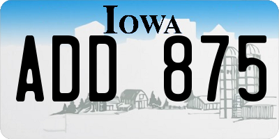 IA license plate ADD875