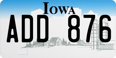 IA license plate ADD876