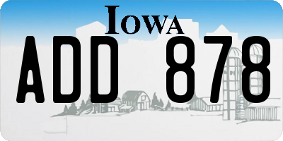 IA license plate ADD878