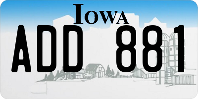 IA license plate ADD881