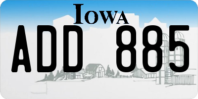 IA license plate ADD885