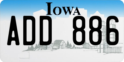 IA license plate ADD886
