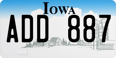 IA license plate ADD887