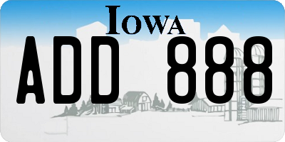 IA license plate ADD888
