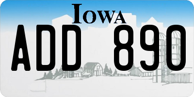 IA license plate ADD890