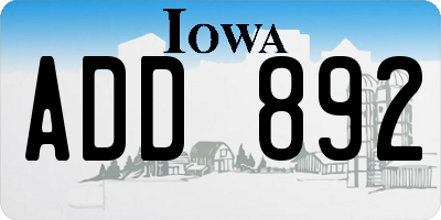 IA license plate ADD892