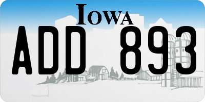 IA license plate ADD893