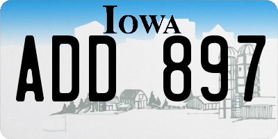 IA license plate ADD897
