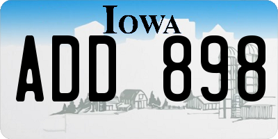 IA license plate ADD898