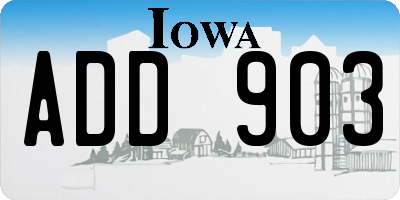 IA license plate ADD903