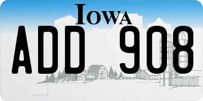 IA license plate ADD908