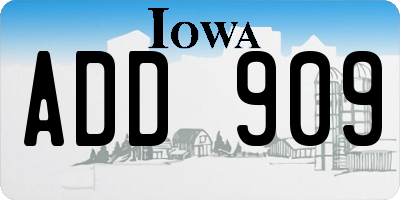 IA license plate ADD909