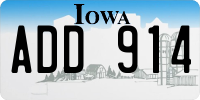 IA license plate ADD914