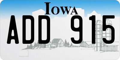 IA license plate ADD915