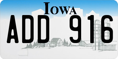 IA license plate ADD916