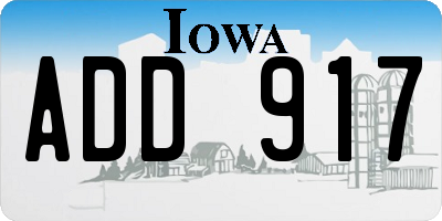 IA license plate ADD917