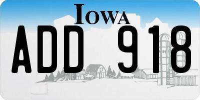 IA license plate ADD918