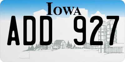 IA license plate ADD927