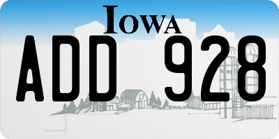 IA license plate ADD928