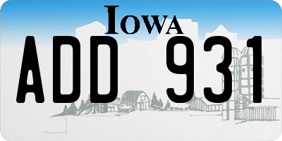 IA license plate ADD931