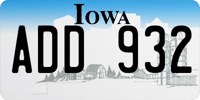 IA license plate ADD932