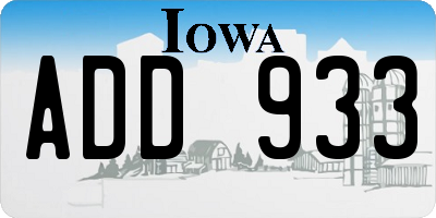 IA license plate ADD933