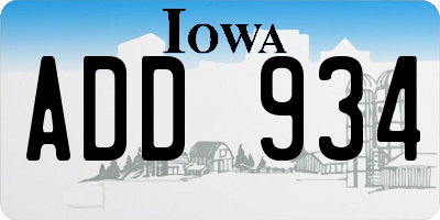 IA license plate ADD934