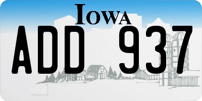 IA license plate ADD937