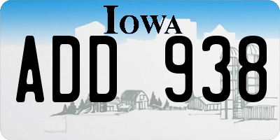 IA license plate ADD938