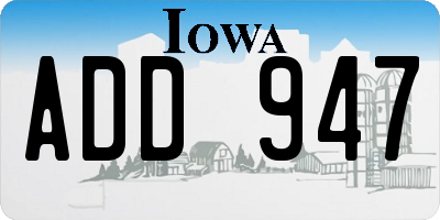 IA license plate ADD947