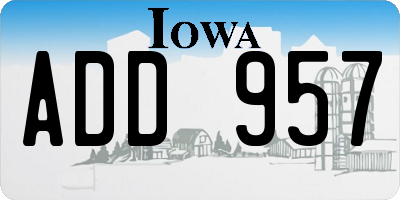IA license plate ADD957