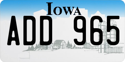 IA license plate ADD965