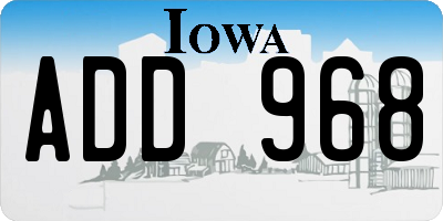 IA license plate ADD968
