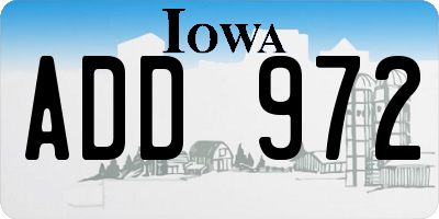 IA license plate ADD972