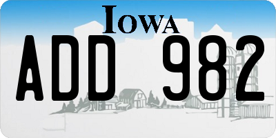 IA license plate ADD982