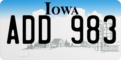IA license plate ADD983