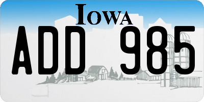 IA license plate ADD985