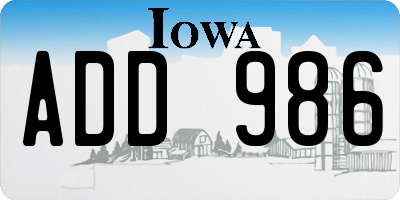 IA license plate ADD986
