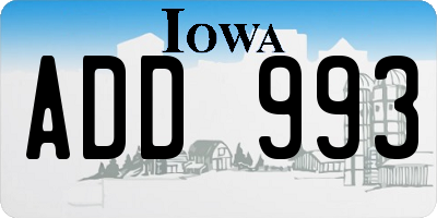 IA license plate ADD993
