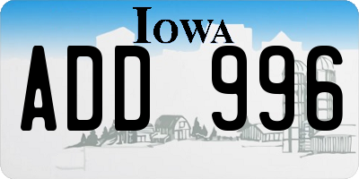 IA license plate ADD996
