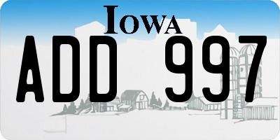 IA license plate ADD997
