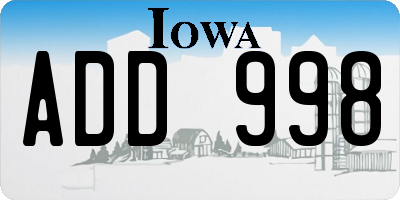 IA license plate ADD998