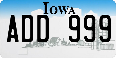 IA license plate ADD999