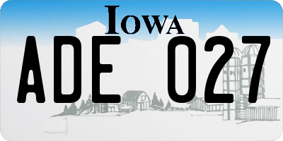 IA license plate ADE027