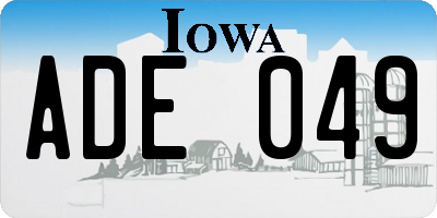 IA license plate ADE049