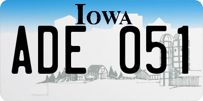 IA license plate ADE051