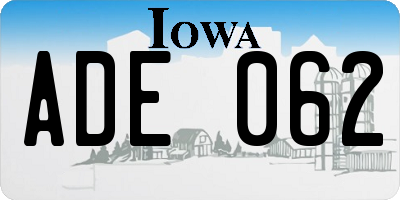 IA license plate ADE062