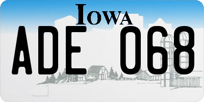 IA license plate ADE068