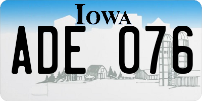 IA license plate ADE076
