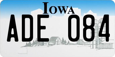 IA license plate ADE084